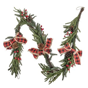 Kurt Adler Unlit Berry Pinecone Rattan Christmas Garland, 6ft - 1 of 2