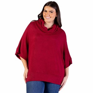 24seven Comfort Apparel Plus Size Cowl Neck Dolman Sleeve Sweater Top - 1 of 4