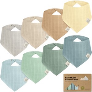 8pk Lumi Muslin Baby Bibs, Bandana Bibs for Baby Boy, Baby Girl, Muslin Drool Bib for Newborn, Toddler - 1 of 4