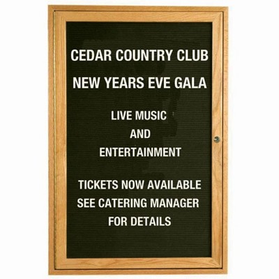 Aarco Products 24"Hx18"W Enclosed Changeable Letter Board in Black Felt with Red Oak Frame