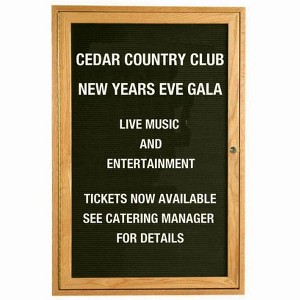 Aarco Products 24"Hx18"W Enclosed Changeable Letter Board in Black Felt with Red Oak Frame - 1 of 3