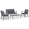 vidaXL Garden Lounge Set Grey Solid Acacia Wood Medium Hardwood - 2 of 4
