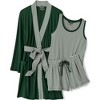 Lands' End Women's Cooling 3 Piece Pajama Set - Robe Tank and Shorts - 3 of 4