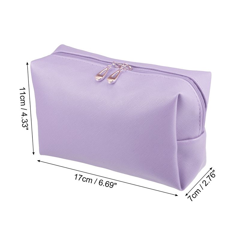 Unique Bargains PU Leather Waterproof Makeup Bag Cosmetic Case Makeup Bag for Women S Size Purple 1 Pcs, 4 of 7