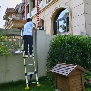Gulches 11.5 FT aluminum telescopic ladder with 360¡ã rotatable stabilizer bar and magnetic tool strip, compact, portable, anti-slip for versatile use - 1 of 4