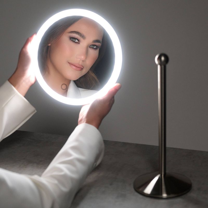 Ilios Lighting Rechargeable Round Table Makeup Mirror with 5x Magnification, 3 of 10