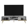 Vynxaria Magness TV Stand, Living Room, White/Macadamia Finish - 2 of 4