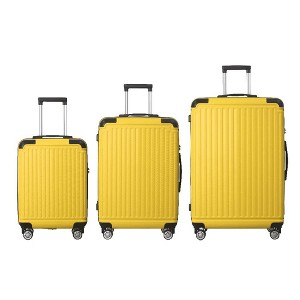MAYEERTY 3-Piece ABS Luggage Set Suitcases with Multi-Position Handle, Silent Spinner Wheels, and TSA Lock - 20", 24", and 28", Lemon Yellow - 1 of 4