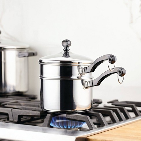 Farberware Classic Series 2qt Stainless Steel Double Boiler And Saucepan  With Lid Silver : Target