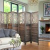 MAYEERTY Freestanding Room Dividers, 6FT Carved Wood Folding Privacy Screens, Rustic Brown - 2 of 4