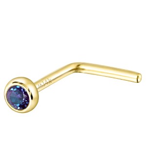 Jewelry Avalanche 22G 14K Gold Bezel-set Alexandrite L-shape Nose Stud - 1 of 3
