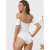 INSPIRE CHIC Women's Off-Shoulder High Waist Short Sleeve Backless Slim Fit Stretchy Bodysuit 3 Packs - image 2 of 4