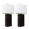 Set of 2 Leather Table Lamps with Fabric Shades - Elegant Designs - 3 of 4