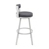 Armen Living 26" Flynn Metal with Faux Leather Swivel Counter Height Barstool Silver/Gray - image 4 of 4