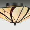 Claxy Tiffany Mission Antique Brass Semi Flush Ceiling Lights - 3 of 4