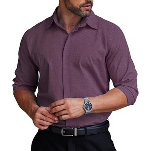 COOFANDY Men's Formal Dress Shirt Hidden Button Front Wrinkle Free Shirt Regular Fit Stretch Business Casual Shirts - 1 of 4