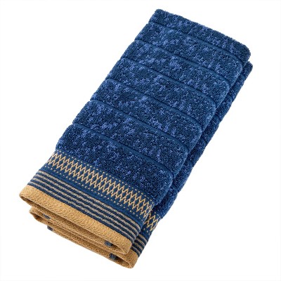Juxtapose Blue and Beige Cotton Hand Towel Set