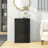 TIRAMISUBEST Black Narrow Shoe Cabinet for Entryway - Freestanding Storage Organizer with 2 Flip Drawers & Adjustable Shelves - 2 of 4