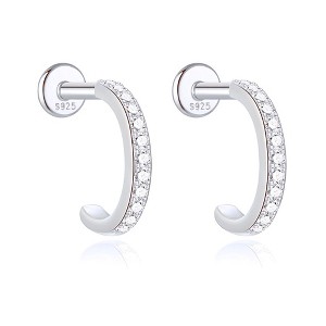 Hoop Flat Back Earrings for Women Sterling Silver 16G 6mm Cartilage Helix Upper Lobe Body Piercing Ginger Lyne - 1 of 4