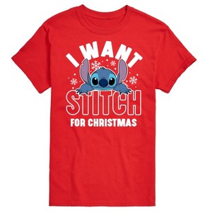 Men's - Lilo and Stitch - I Want A Stitch For Christmas Short Sleeve Graphic T-Shirt - 1 of 4