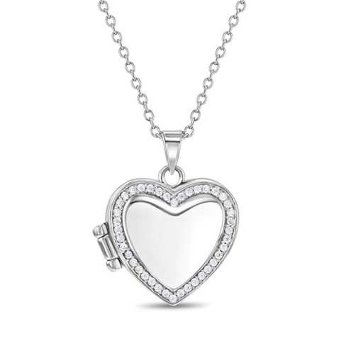 Sterling Silver Lock With Cubic Zirconia Starburst Pendant Necklace -  Silver : Target