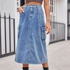 Workwear Washed Denim Mid-Length Skirt For Women With Zipper Pocket - 2 of 4