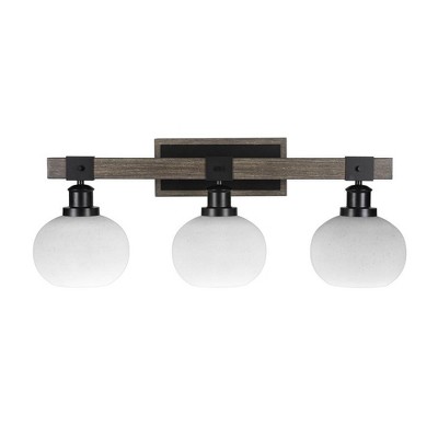 Toltec Lighting Tacoma 3 - Light Vanity in  Black/Painted Wood with 7" White Muslin Shade