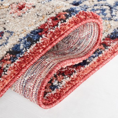 Luna Classic Blue Rust 8' x 10' Soft Synthetic Area Rug