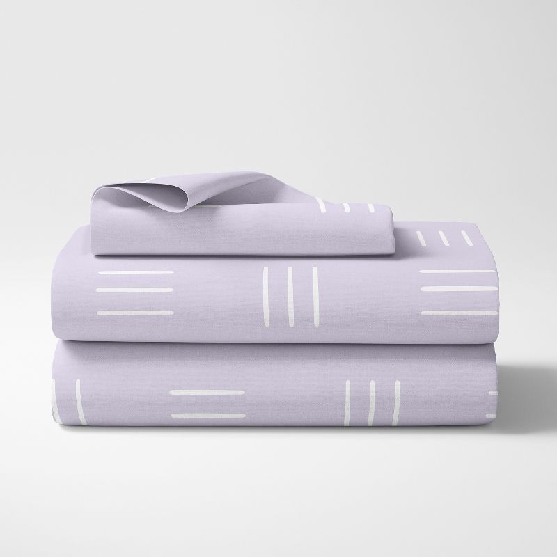 Sweet Jojo Designs Girl Kids Twin Sheet Set Boho Hatch Purple and White 3pc, 3 of 6