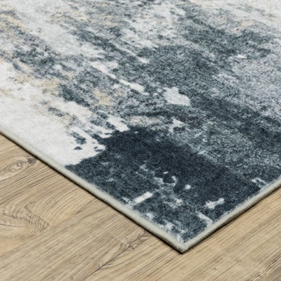 Ivory and Grey Abstract Washable 5' x 7' Area Rug
