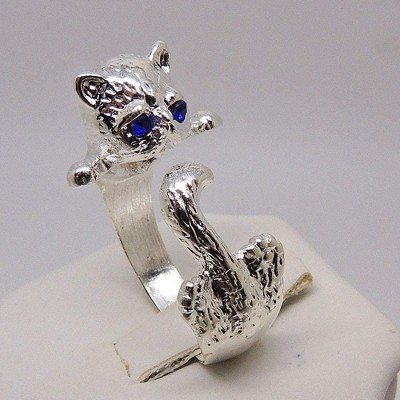 Fluffy Grumpy Cat Wrap Ring for Women Silver Plated Ginger Lyne Collection - image 3