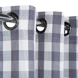 Buffalo Check Textured Grommet Window Curtain Pair, 2 Panels - 1 of 4