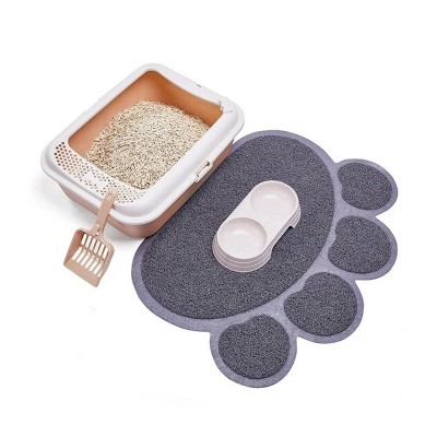 LunaLulinlk Cat litter box set - small litter box with lid, litter mat, scoop and bowl