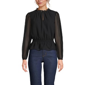 Lands' End Women's Chiffon Peplum Top - 1 of 3