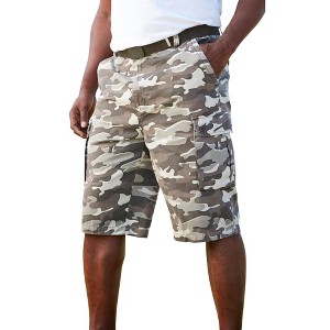 KingSize Men's Big & Tall 12" Side Elastic Cargo Short With Twill Belt - 1 of 4