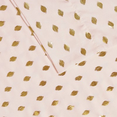 Blush and Gold Metallic Dot Queen Microfiber Sheet Set