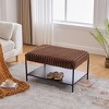 Aortzio 30.7"Wide Upholstered Ottoman Coffee Table Foot Rest with Black Metal Legs,Footstool with Wooden Open Storage Shelf - 4 of 4