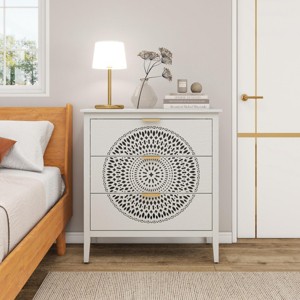 34"H Accent Cabinets For Living Room,Hollow-Carved Cabinet With 3 Drawers,Cabinet Storage Drawers,Cabinet Pantry-Maison Boucle - 1 of 4