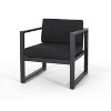 Christopher Knight Home Navan Outdoor Aluminum Club Chair with Cushions (Set of 2), Black/Dark Gray - 4 of 4