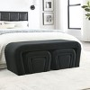 Modern Bouclé Upholstered Oval Dining Bench, Wood Leg Entryway Bench for Dining Room, Bedroom or Entryway – Cuddlewood - 3 of 4