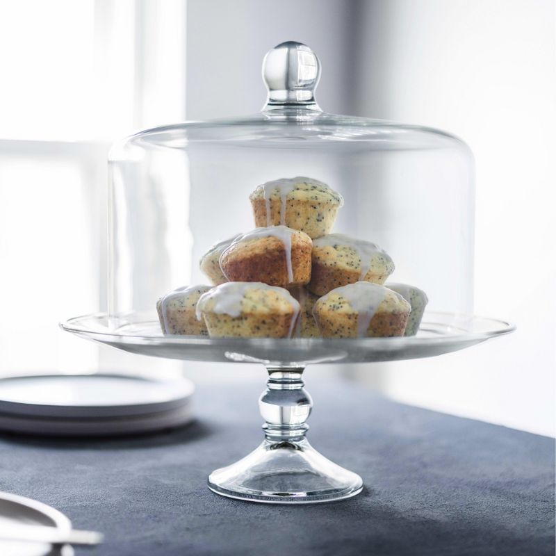 Libbey Selene Glass Cake Stand with Dome, 2 of 9