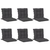vidaXL Lowback Chair Cushion Set of 6 Melange Anthracite 100% Polyester - 3 of 4