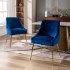 WestinTrends Upholstered Performance Velvet Accent Chair With Metal Leg (Set of 2) - 2 of 4