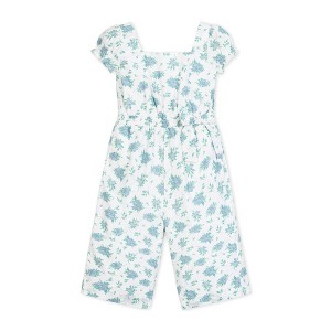 Hope & Henry Girls' Linen Puff Sleeve Smocked Waist Jumpsuit, Toddler - 1 of 4
