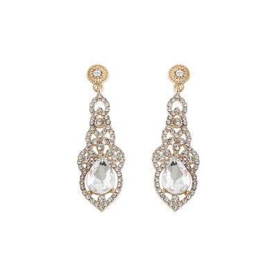 SOHI Women's Green Dazzling Drop Earrings