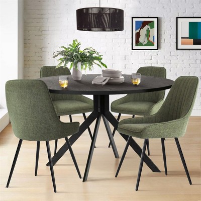 Middelburg Black 4 Seater Small Round Pedestal Kitchen Table Set