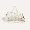 White new embroidered travel bag large capacity luggage bag light storage handbag crossbody Boston bag - 2 of 4