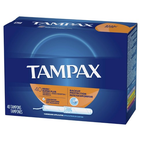 tampax tampons cardboard plus super 40ct absorbency target