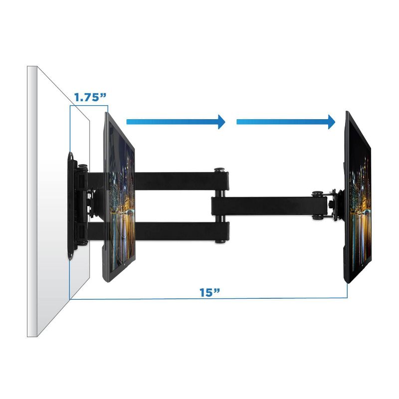 Mount-It! TV Wall Mount Monitor Bracket with Full Motion Articulating Tilt Arm, 15" Extension Arm Fits 17 - 47 Inch TVs, VESA 200x200, 5 of 7
