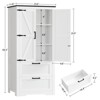 USIKEY 50.4" H Farmhouse Storage Cabinet, Bathroom Storage Cabinet with with 2 Doors & Drawers and Adjustable Shelf, for Bathroom, Living Room, White - 4 of 4